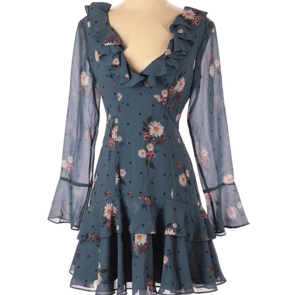 Keepsake The Label Blue Floral Casual Dress - Picture 3 of 10